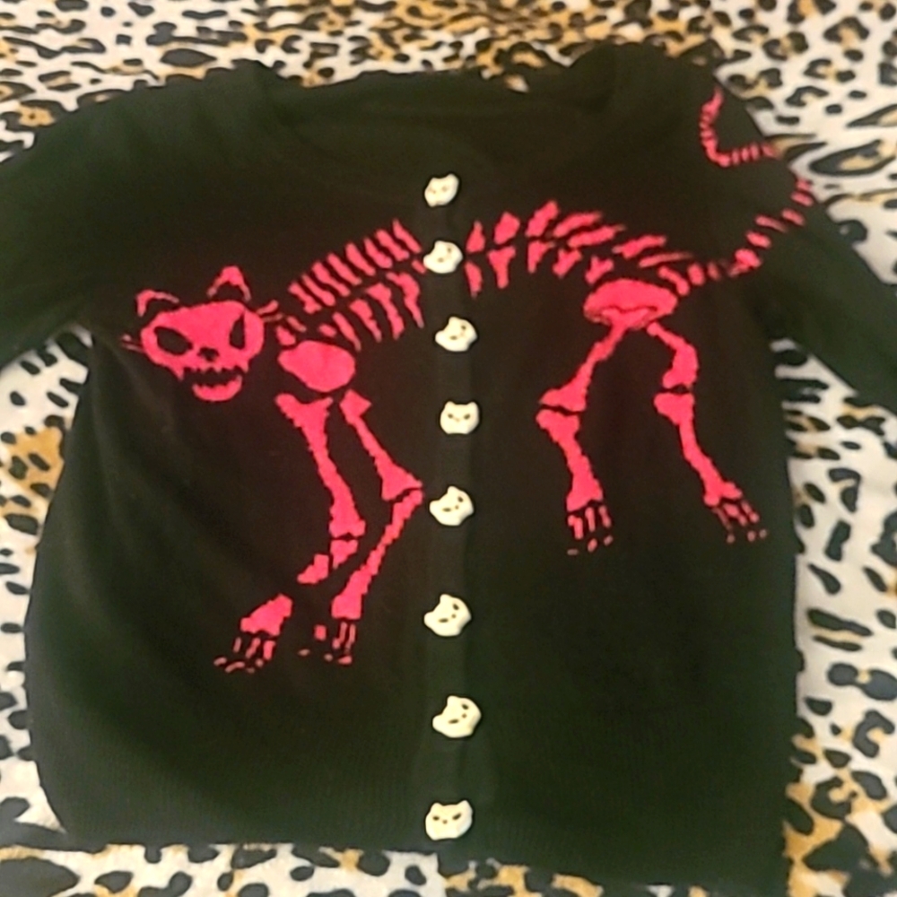 Skeleton cat cardigan